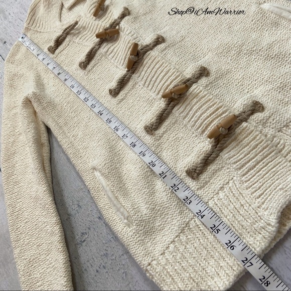 J.Crew ivory cotton fisherman style toggle cardigan sweater *shop@iamwarrior - Picture 6 of 10